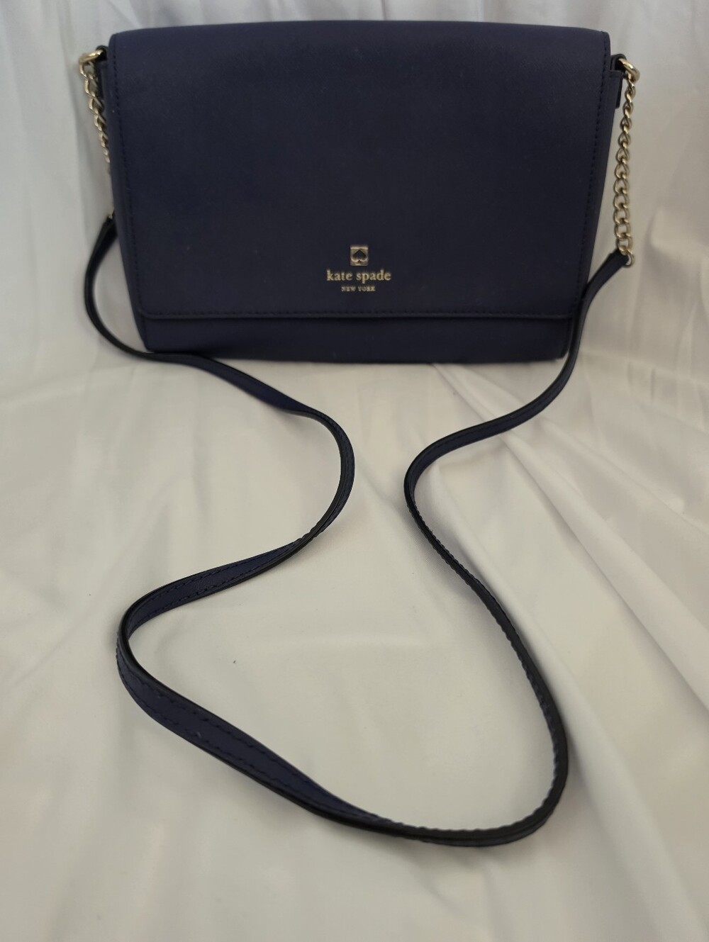 Kate Spade New York Navy Saffiano Leather Flap Crossbody Bag